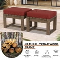 thumbnail image 6 of INTER HUT 2 Pieces Outdoor Patio Wood Ottomans, Outdoor Footrest Furniture with Red Cushions, 6 of 7