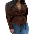 thumbnail image 2 of Chaqueta de con Parches y Cinturón para Mujer, de Larga, con Cordón Ajustable, Abrigo Grueso para Mujer, Ropa de Calle Marrón L, 2 of 7