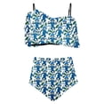 thumbnail image 4 of Nrmvnmi Women Two Piece Swimsuits Halter Top And Underpants Ruffle High Waisted Bikini Ruched Bathing Suit with Bottom Mothers Day Gifts, 4 of 5