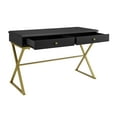 thumbnail image 6 of Linon Two-Drawer Campaign Desk, Black, 6 of 12