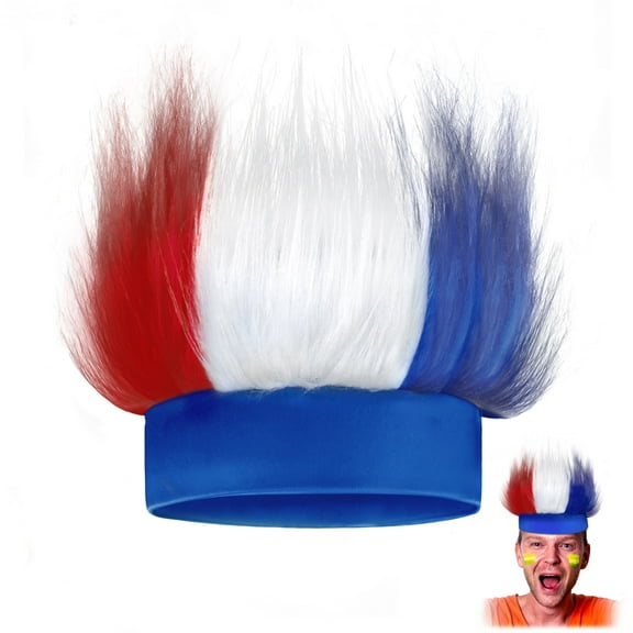 Novelty Place Patriotic Hairy Headband – Troll Wig Hat & Costume Accessory, USA Headdress & Sweatband