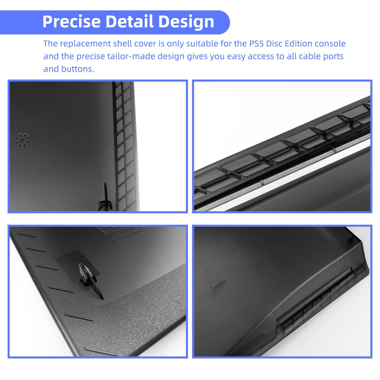 Mytrix PS5 Faceplate 2 in 1 Translucent Black Plates for PS5 Disc Edition + RGB LED Music Sync Light Strips Kit: Replacement Console Face Plate, Sound Sync Mode Lighting with 8 Colors 400+ DIY Effects