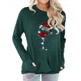 thumbnail image 1 of Camiseta de mujer Patrón de sombrero de Navidad Manga de hombro caído Cuello redondo Top informal con bolsillo Verde L, 1 of 4