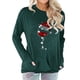 thumbnail image 1 of Camiseta de Mujer Patrón de Sombrero de Navidad Manga de Hombro Caído Cuello Redondo Top Informal con Bolsillo Verde XXL, 1 of 4