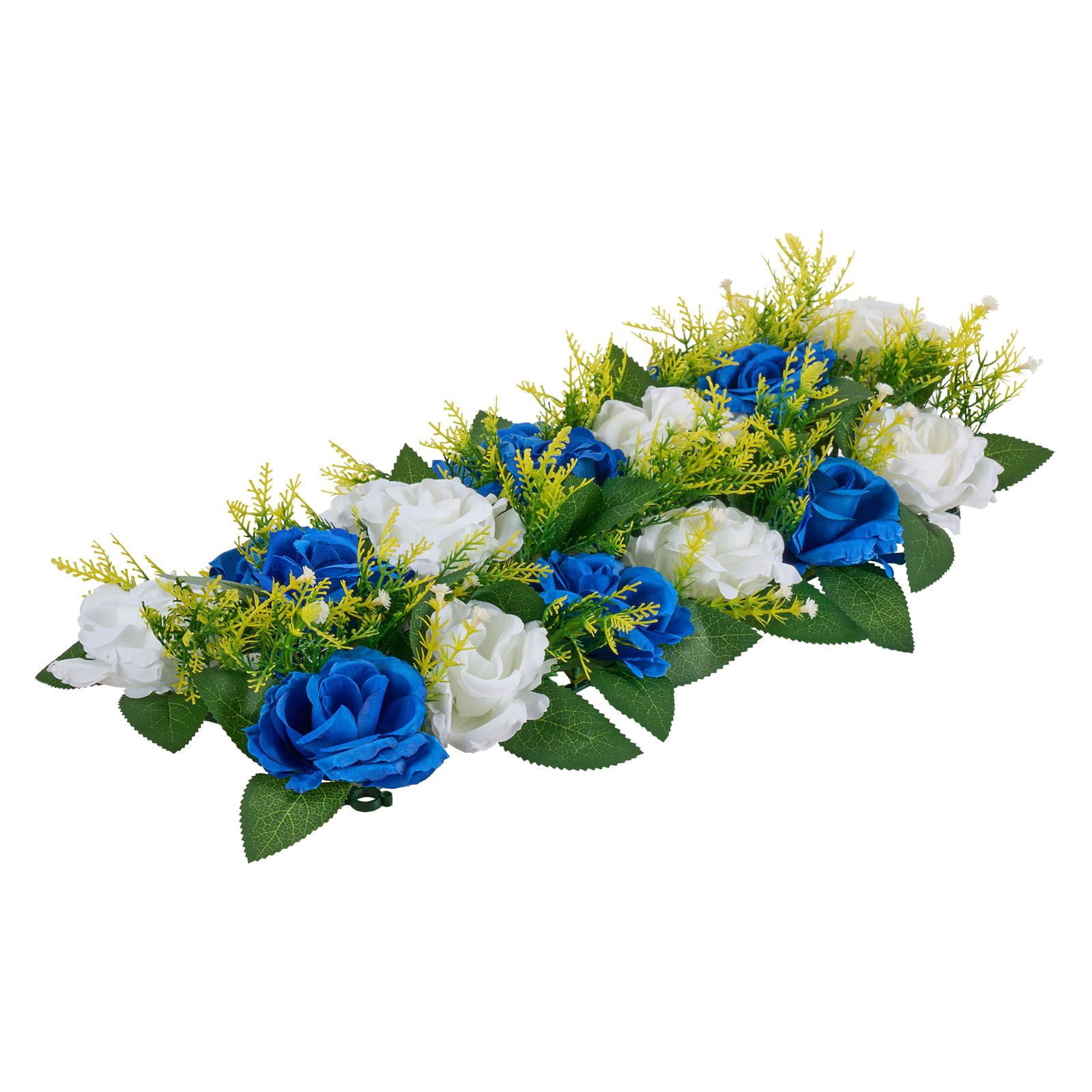 10-Pack Artificial Floral Centerpieces 19.7x8.7x4.7 Inch, Blue & White Roses, for Wedding Party Table Decor