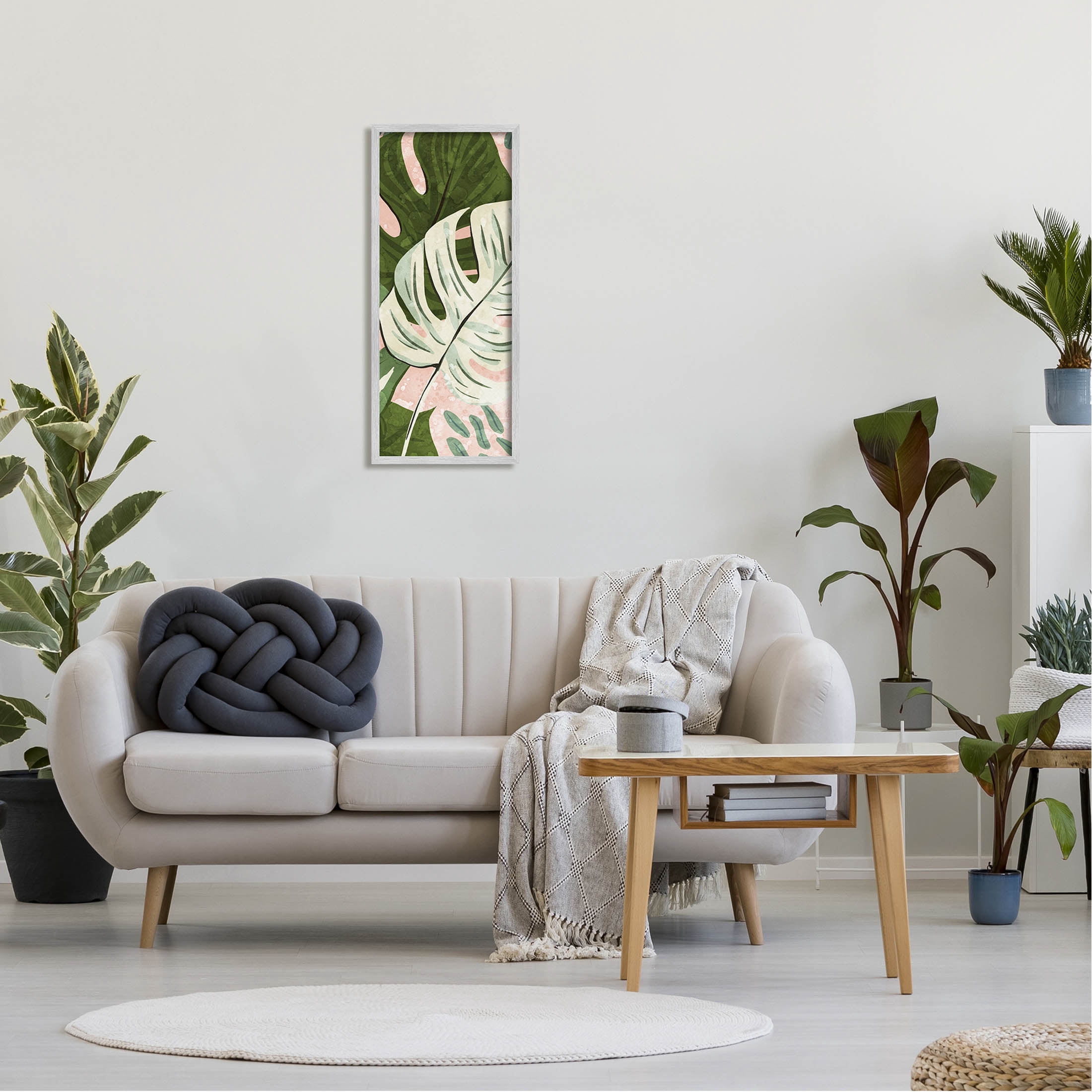 Tropical Monstera Leaf Shapes Botanical & Floral Graphic Art Gray Framed Art Print Wall Art