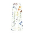 thumbnail image 5 of QATAINLAV Women's High Waist Cropped Yoga Pants Summer Casual Drawstring Straight Linen Capri Pants Fashion Floral Print Capris Pants with Pockets Multicolor XL Gifts for Mom, 5 of 6