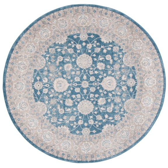 SAFAVIEH Sofia Derrick Oriental Area Rug, Blue/Beige, 6'7" x 6'7" Round