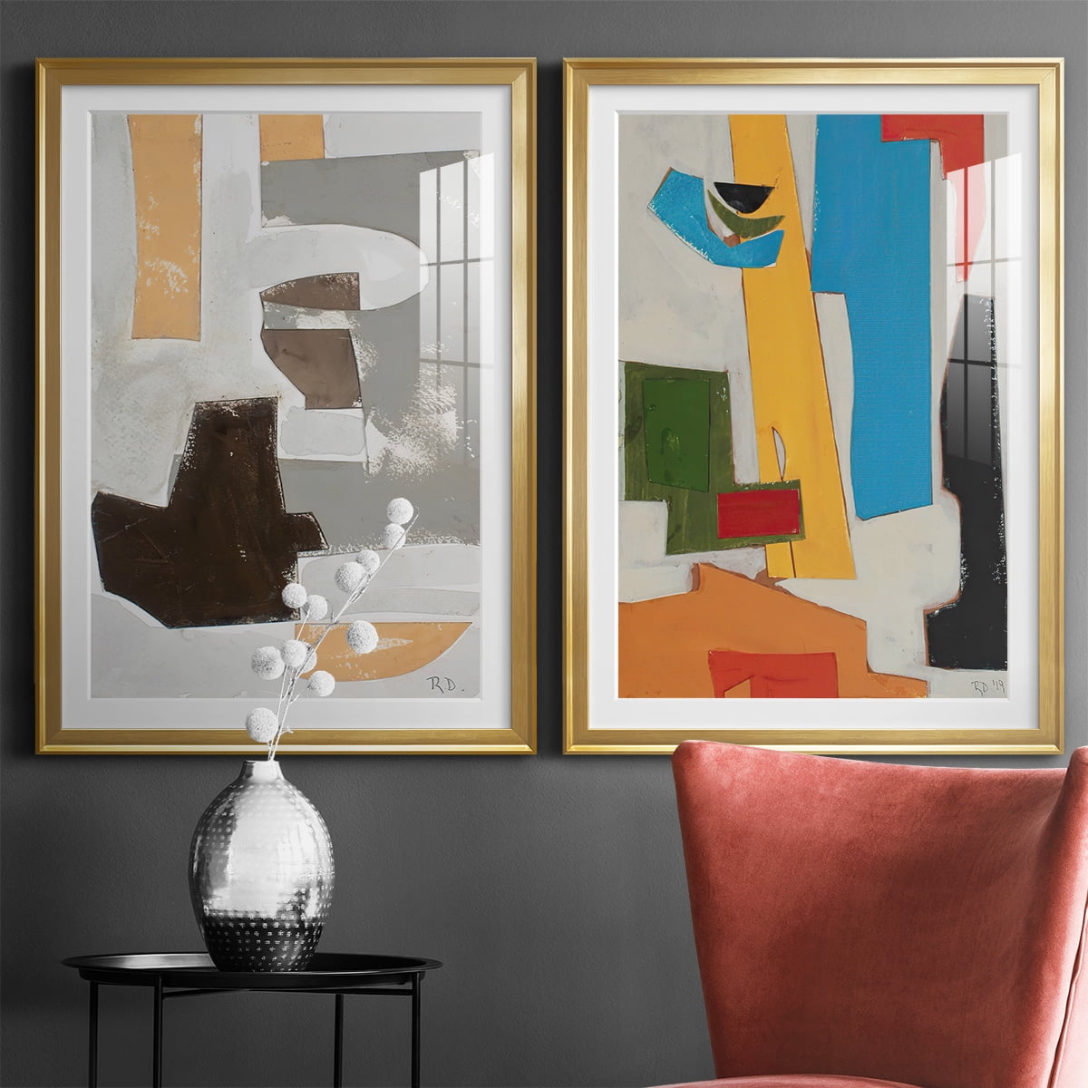 Wexford Home Andalusian Forms III Premium Framed Print, 18.5" x 24.5" - Ready to Hang, Gold (Set of 2)