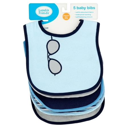 Luvable Friends Baby Boy and Girl Drooler Bib with PEVA Back, 5-Pack - Airplane