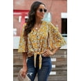 thumbnail image 2 of ABPHQTO Top de mujer con botones y estampado floral amarillo, 2 of 5