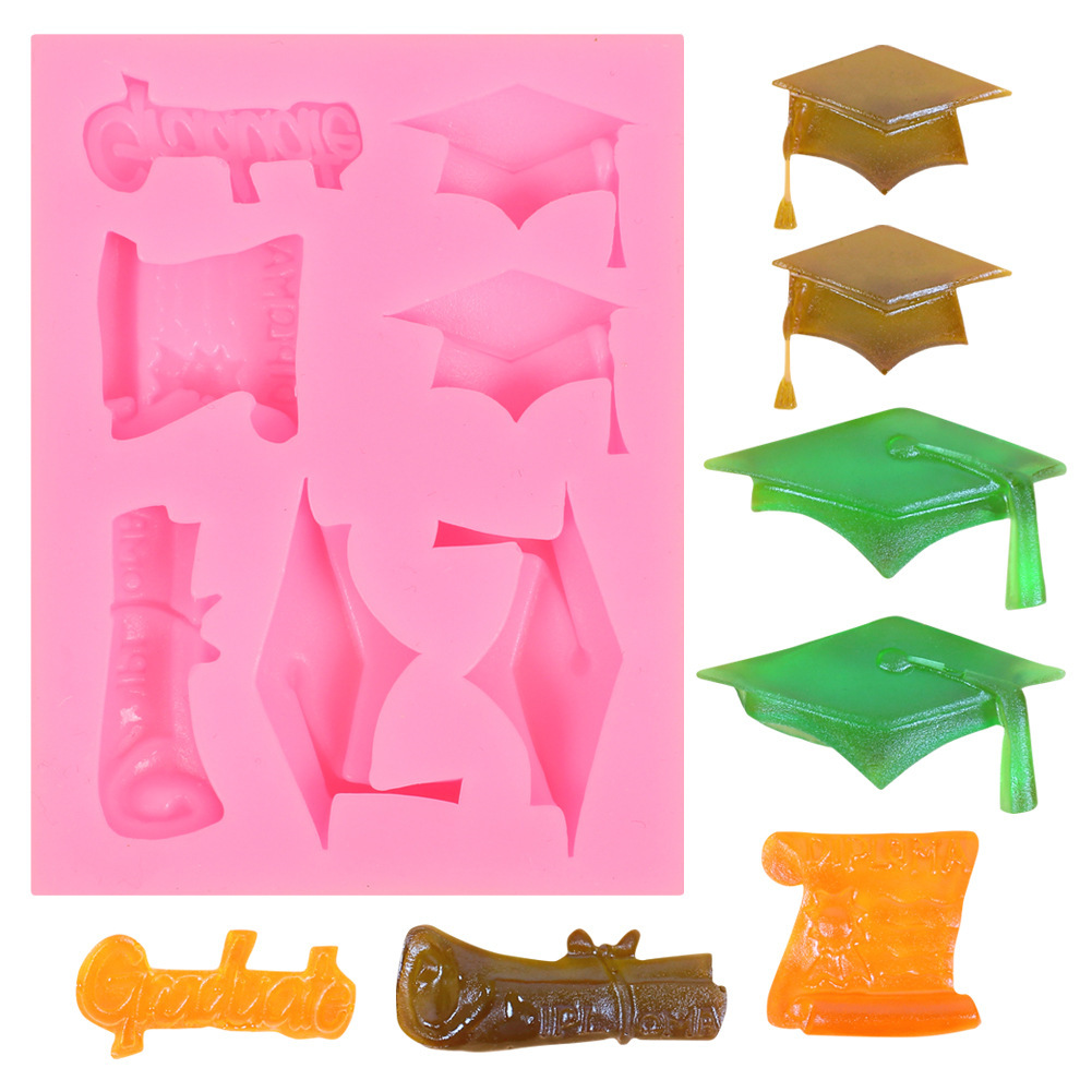 Graduation Silicone Mold Set Graduation Kitchen Baking Mold Chocolate Candy Fondant Mold Grad