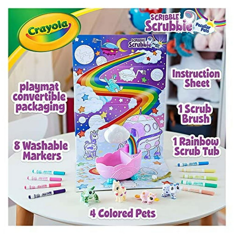 Crayola Scribble Scrubbie Peculiar Pets Rainbow Tub Set, Kids Toys
