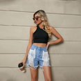 thumbnail image 3 of SWSMCLT Women's Fashion Slim Fit High Waist Distressed Denim Shorts Casual Lightweight Frayed Fringe Ripped Jean Shorts Light Blue Medium, 3 of 4