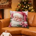 thumbnail image 3 of Darzheoy Pink Christmas Pillow Cover with Santa Snowman Tree Print for Home Bedroom Decorative Cushion Holiday Decor, 3 of 6