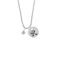 thumbnail image 2 of Delight Jewelry Silvertone Mini Paw with Pink Crystal Silvertone Script Initial Disc - R - Charm Necklace, 20"+3", 2 of 4