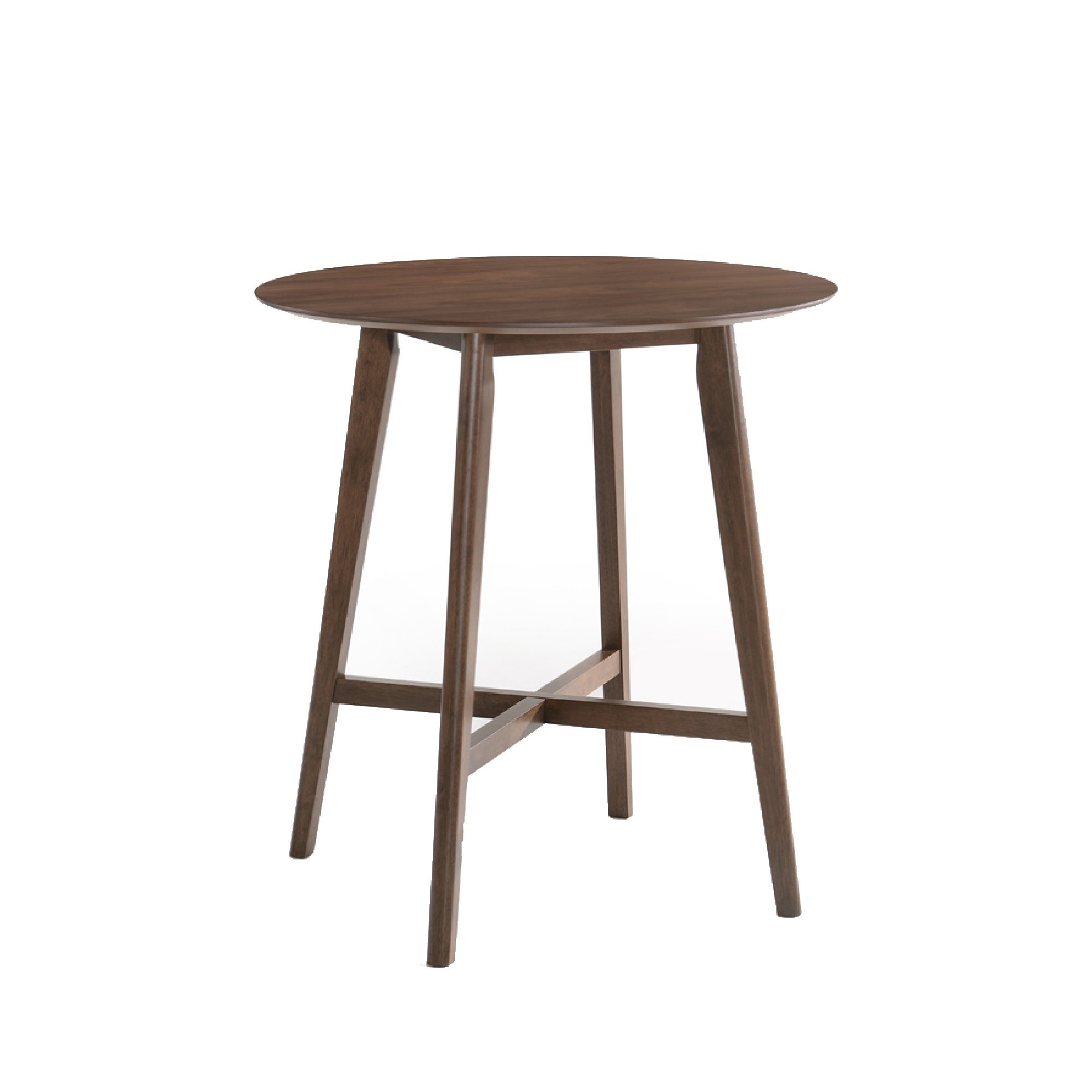 Cid 36 Inch Modern Bar Table with Crossed Frame, Wood Top, Walnut