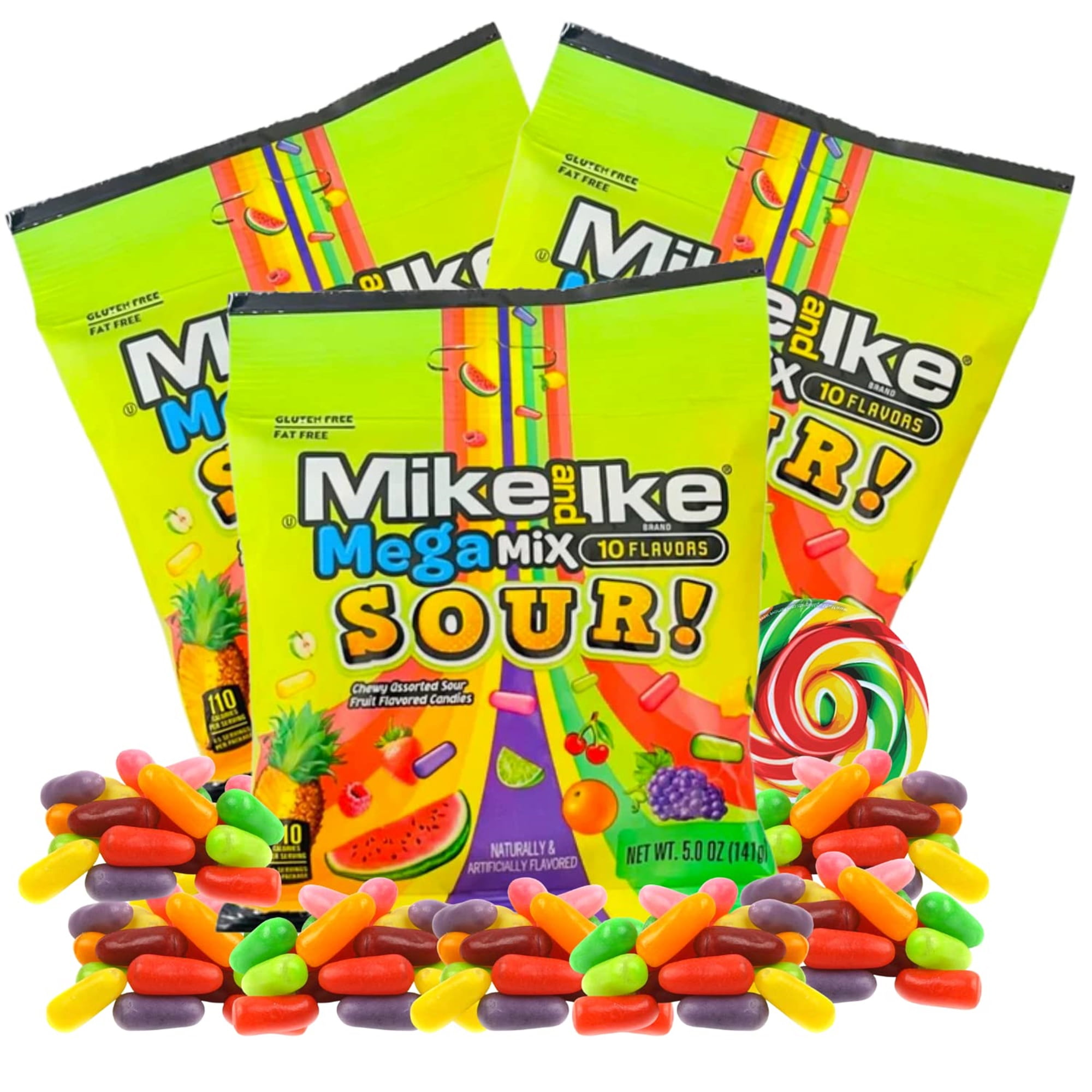 Mike and Ike Sour Megamix Candy, Shareable Bags, Pack of 3, 5 Ounces