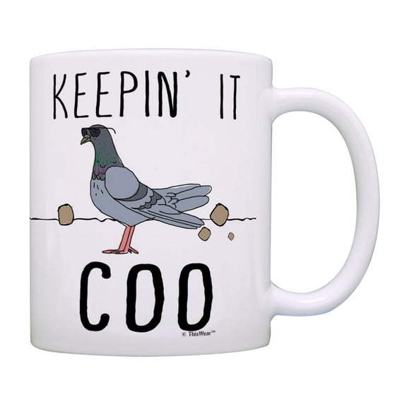 ThisWear Funny Pigeon Mugs Keepin It Coo Punny Pigeon Mug Coworker Office Gifts Coffee Mug Multi
