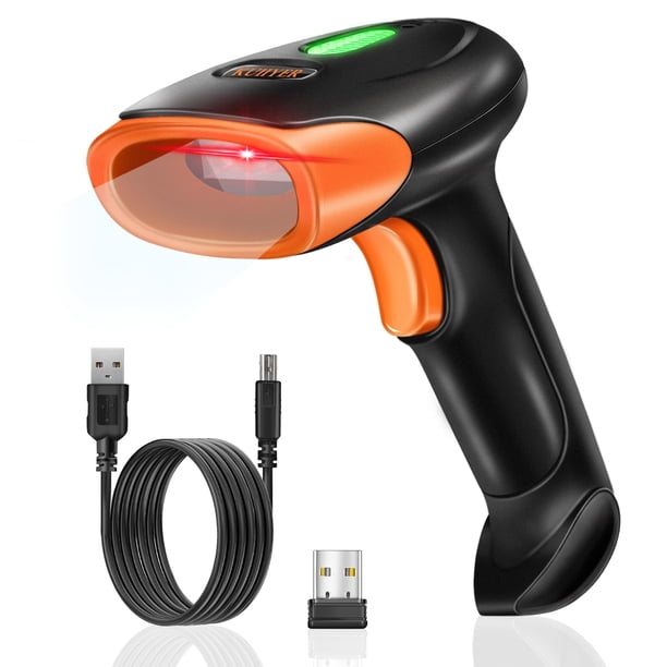 Escáner de código de barras KUIIYER inalámbrico 2D QR 1D de código de barras con luz