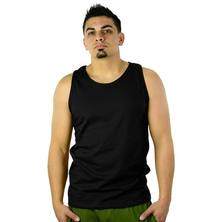 - Mato & Hash Mens 100% Cotton Tank Top Shirt - Black CA6100 S