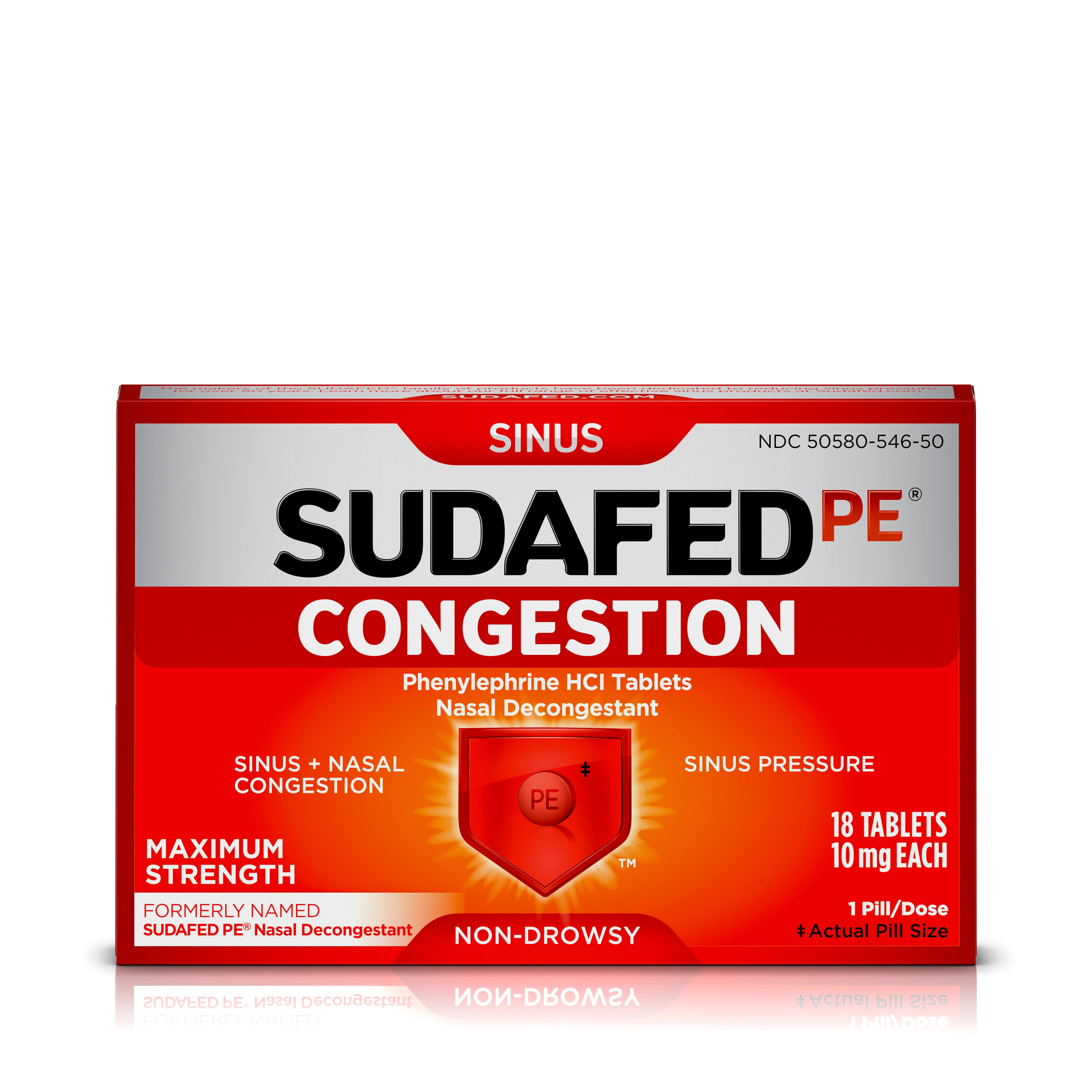Sudafed PE Congestion & Sinus Pressure Relief, Maximum Strength, 18 ct