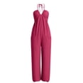 thumbnail image 6 of ClodeEU Women's Spaghetti Strap Jumpsuit, Loose Wide Leg Romper with Pockets for Summer and Vacation Hot Pink,Women's Plus L, 6 of 6