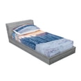 thumbnail image 2 of Ambesonne Nature Fitted Sheet & Pillow Sham Set, Winter Snowy Forest Sky, Twinxl, Sky Blue Salmon, 2 of 2