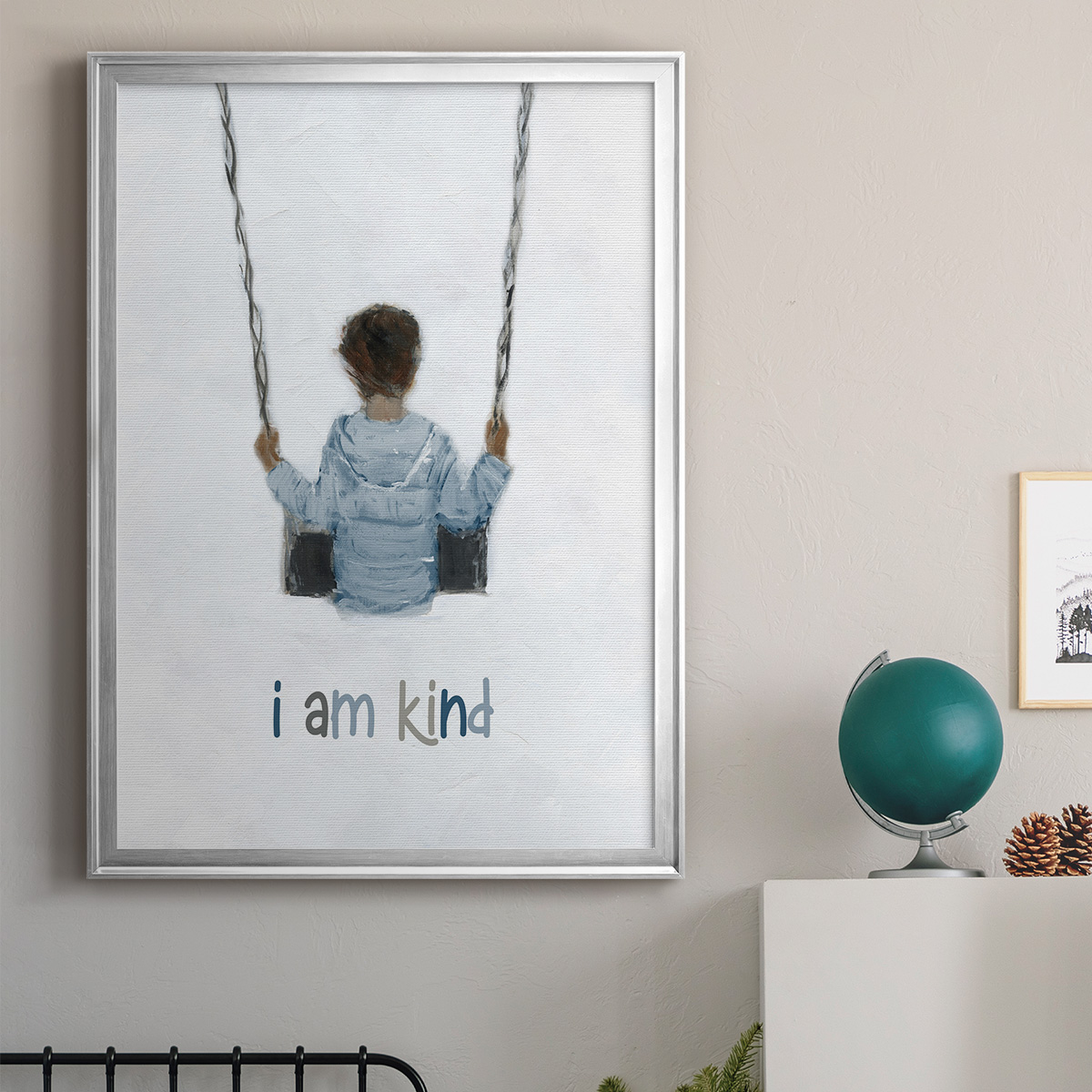 Boy on a Swing Premium Framed Print - Ready to Hang