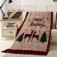 thumbnail image 2 of Merry Christmas Throw Flannel Blanket 32x48In Elk Deer and Green Xmas Tree Super Soft Cozy Bed Blanket, Lightweight Plush Fuzzy Bed Throw for Bedroom Sofa Couch Living Room, 2 of 4