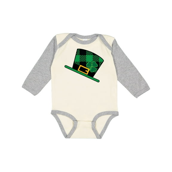 Inktastic St Patricks Day Irish Green Buffalo Plaid Boys or Girls Long Sleeve Baby Bodysuit