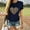 Navy, variant on Women's Graphic Print Short Sleeve Crew Neck T-Shirt Leopard Print Summer Tee Tops Streetwear