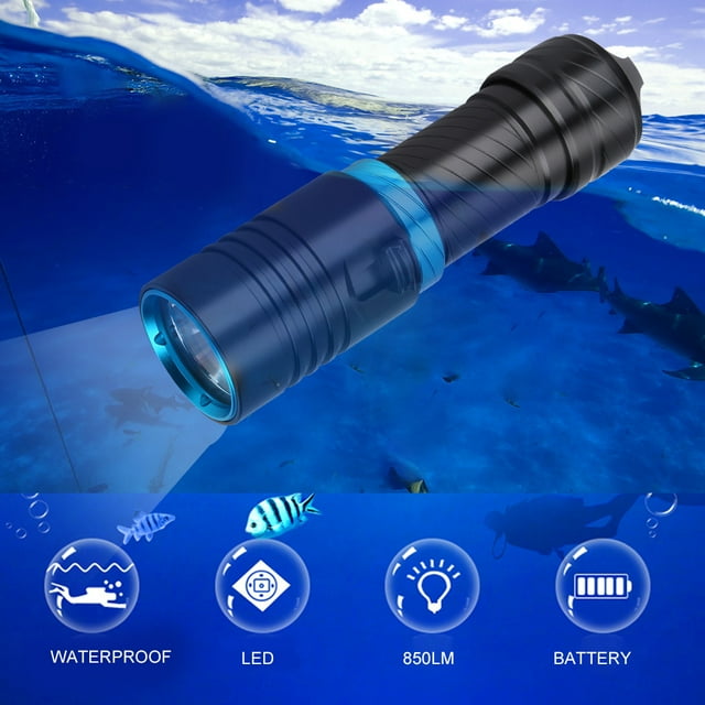 Linterna LED portátil subacuática para exteriores de 50 m, lámpara de luz LED impermeable de aleación de aluminio