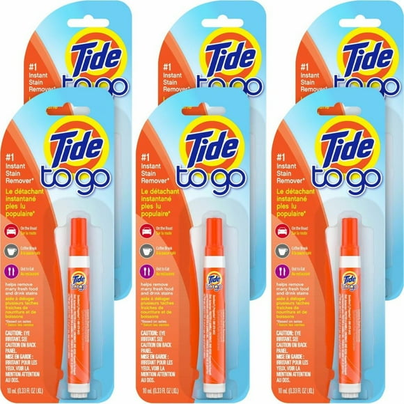 Tide To Go Stain Remover Pen - 0.34 oz (0.02 lb) - 6 / Carton - Phosphate-free, Machine Washable, Bleach-free - Orange