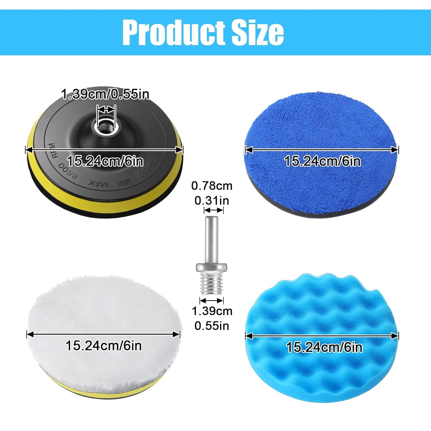 16 Piece Polishing Pads 6 Inch Car Polishing Pad Set Foam Polishing Pad Wax Buffer Polisher Accessories Suitable for Drilling