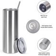 thumbnail image 2 of 4 Pack 20 oz Skinny Straight Tumbler Bulk, Stainless Steel Double Wall Insulated Tumblers with Lids and Straws, 20 oz Slim Travel Cup for Drinks Coffee Water, Diy Gift Tumbler, Silver, 2 of 6
