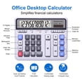 thumbnail image 6 of Comix 12-Digit Desktop Calculator, Solar Battery Dual Power, Large LCD Display and Large Computer Keys, For Office Home School White, 6 of 9