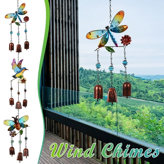 Fiudx Carillón de Viento de Colibrí, Colgante de Cristal de Colores Brillantes, Diseño Único de Abeja, Decoración de Jardín Exterior, Sonido Relajante para Balcón, Puerta de Entrada, Tamaño 40 X 16 C