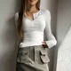 thumbnail image 2 of Camiseta informal adelgazante de moda para mujer, de un solo pecho, cuello redondo, manga larga, venta rápida transfronteriza para primavera y otoño, 2 of 4