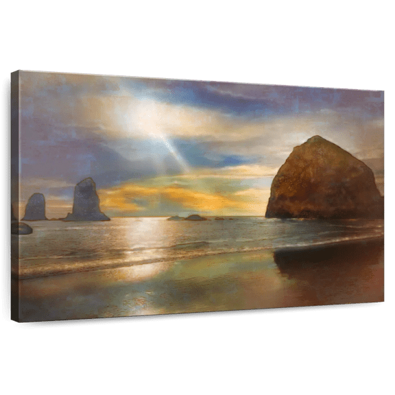 Elephant Stock Cannon Wall Art - Horizontal Canvas Wall Art - Living Room Wall Decor - Beach Canvas - Brown And Beige Decor By Greg Simanson - 12" x 8"