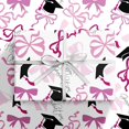 thumbnail image 3 of RUSPEPA Graduation Wrapping Paper Roll for Girls, Mini Roll, Pink and Black Graduation Cap Design, Adorable Bow Gift Wrap Paper for Graduates' Graduation Party and Celebration, 17 Inches x 16.4 Feet, 3 of 7