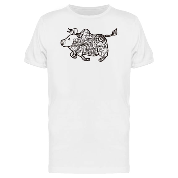 Cow With Ethnic Tattoos T-Shirt Men -Image by Shutterstock, Male Small