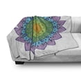 thumbnail image 3 of Rainbow Mandala Soft Flannel Fleece Blanket, Ornate Round Eastern Motif with Daisies and Foliage Leaves Oriental Culture, Cozy Plush for Indoor and Outdoor Use, 70" x 90", Multicolor, by Ambesonne, 3 of 6