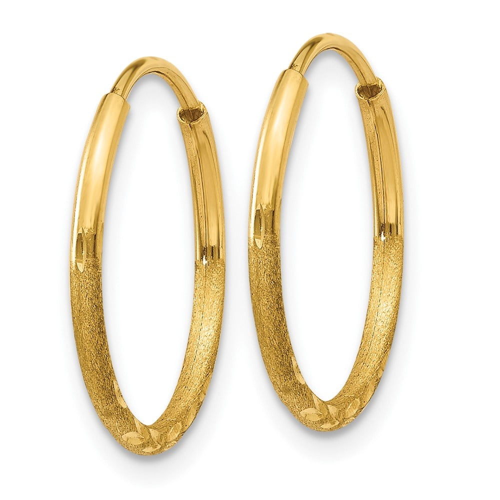 Auriga 10K Yellow Gold Diamond-cut Endless Hoop Earrings for Women (L-14mm, W-14mm)