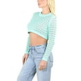 thumbnail image 4 of Socal Look Women's Cotton Crochet Sweater Long Sleeve Summer Casual Pullover Aqua Sky, Small, 4 of 6
