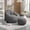 Grey, variant on Kumix Bedding Bean Bag Sofa Chair with Footstool, Petal Back, Microfiber Upholstered Bean Bag Sofa High Pressure, Shell-Shaped Beanbag Chair, Memory Foam Stuffed Lazy Sofa for Bedroom, Gray