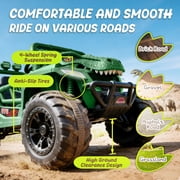 12V Ride On Cars for Kids, Kids Ride on Toys with Remote Control, Dinosaur Kids UTV Cars, 4 Wheel Suspension Electric Vehicle with Bluetooth, Music, LED, Ideal Gift for Boys Girls 2-4, Green