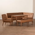 thumbnail image 3 of Bowery Hill Tan Walnut Brown Finished Wood 5-Piece Dining Nook Set, 3 of 12