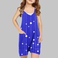 thumbnail image 2 of Odeerbi 5-13 Years Kids Girls Summer Shorts Jumpsuit Retro Print Camisole Romper Casual Breathable Comfortable Suspender Overalls Bib Overall Shorts, 2 of 4