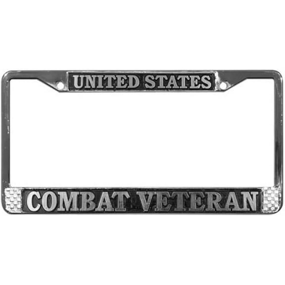 Combat Veteran U.S. Marine Corps Chrome License Plate Frame Official Licensed
